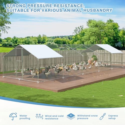 Metal Chicken Coop with Waterproof UV Protection Cover P1580