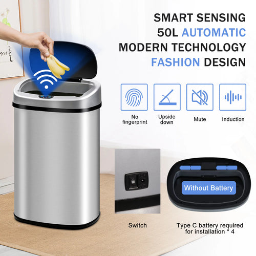 13 Gallon Stainless-Steel Automatic Motion Sensor Trash Can I477909