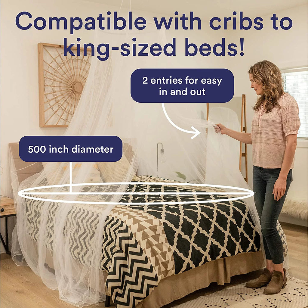 Ultra Large Mosquito Net Bed Canopy, Single to King Size, Mesh 380, 2 Entries, Storage Bag U721602