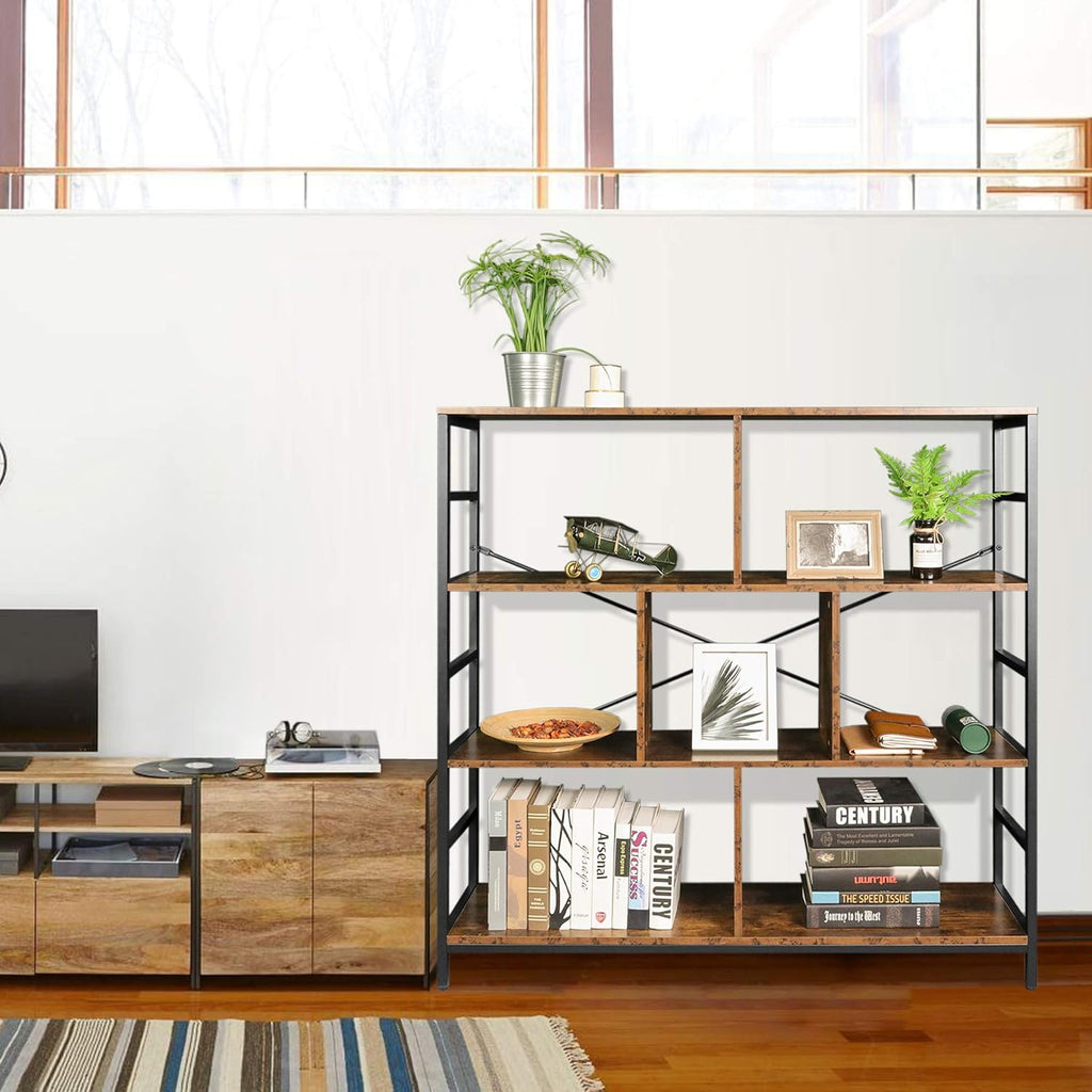 3-Tier Square Bookcase with 7 Open Storage Shelves H24355
