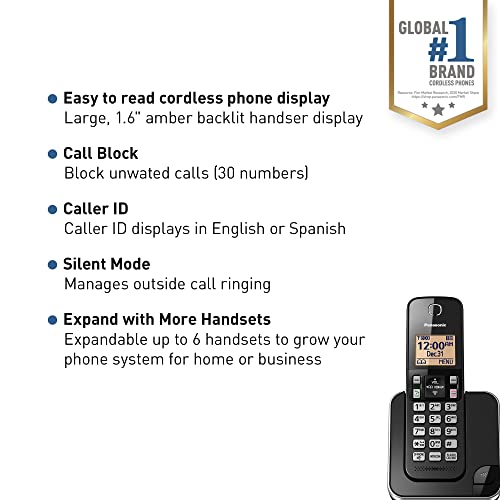 2 Handsets Expandable Cordless Phone System with Answering Machine and Call Block W122085