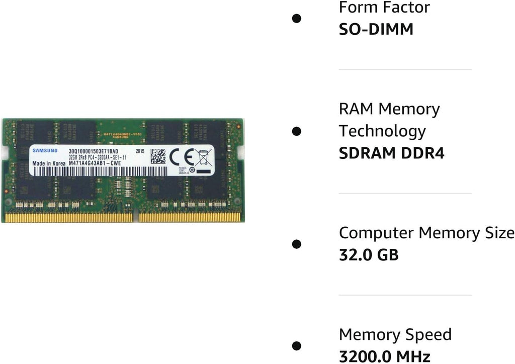 32GB DDR4 3200MHz PC4-25600 1.2V 2Rx8 260-Pin SODIMM Laptop RAM Memory Module I141505