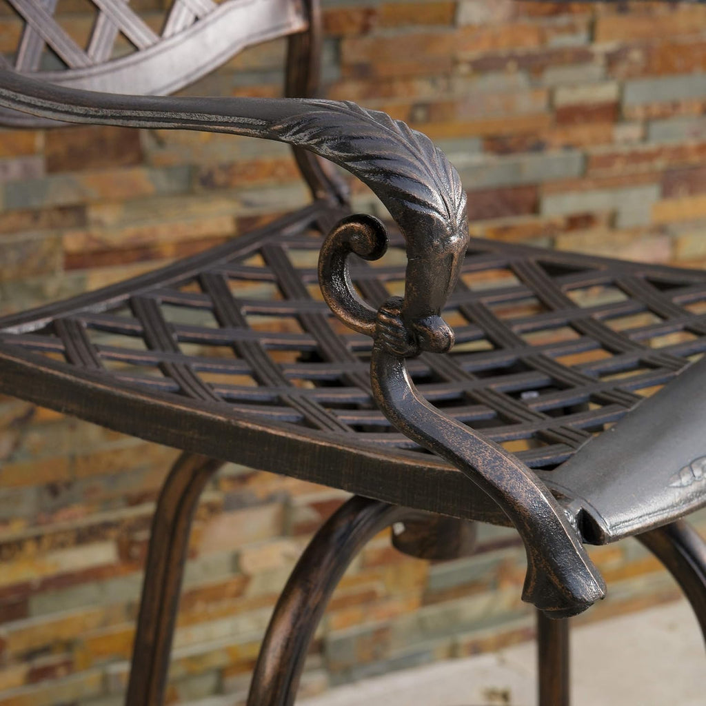 Cast Aluminum Bar Stools, 2-Pcs Set, Shiny Copper R8922