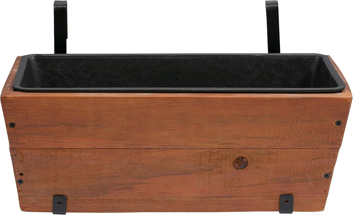 Recycled Wood Rectangular Hanging Planter, 2-Pack, Brown, 18.9" x 7.87" x 7.5" N2217
