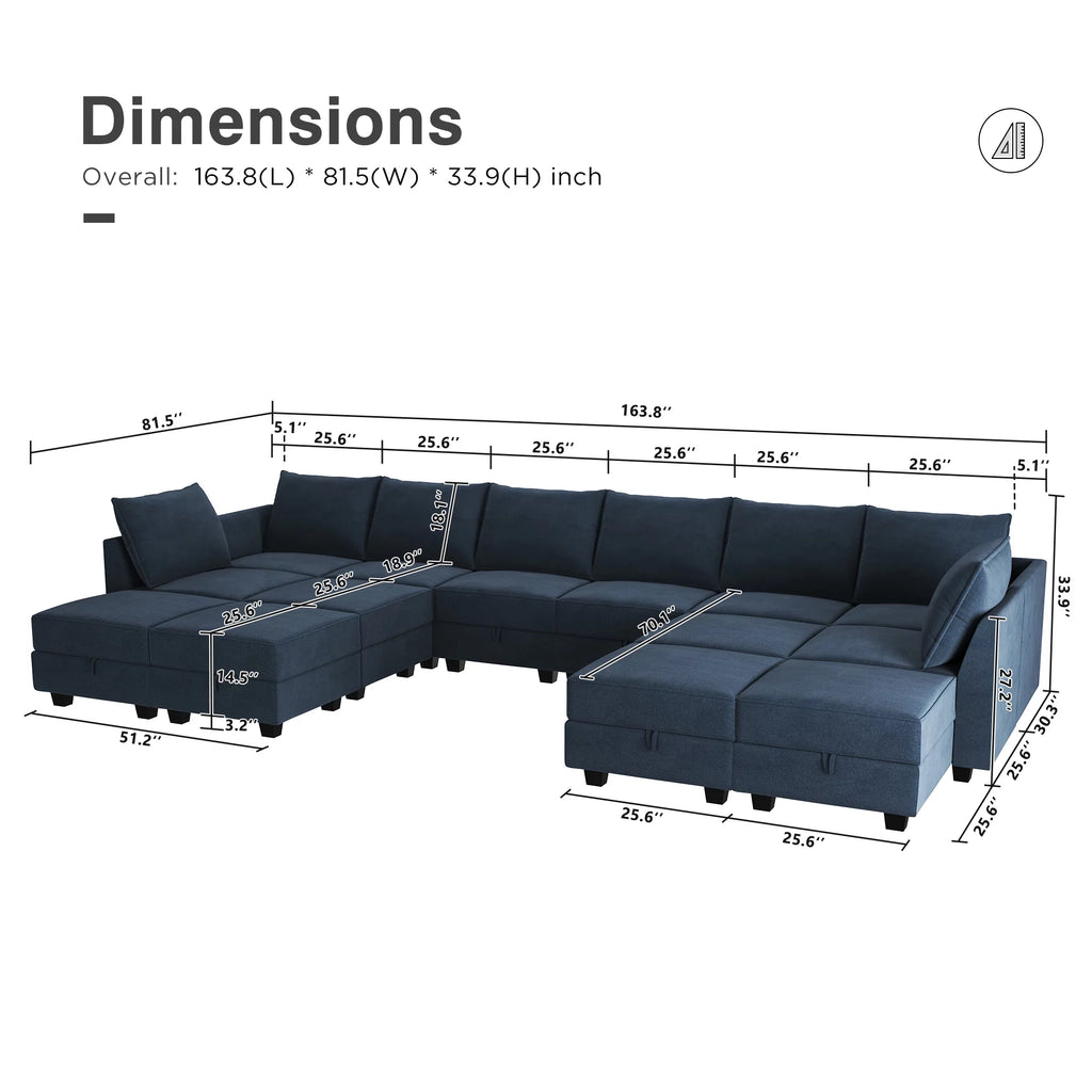 Navy Blue Velvet Modular Sleeper Sofa Y875777