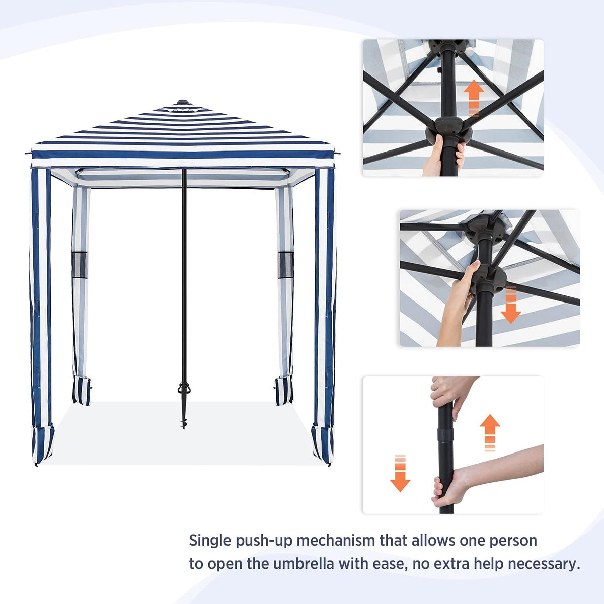 6' x 6' Portable Umbrella Canopy Beach Cabana Instant Shelter with Privacy Sunwall Z820965