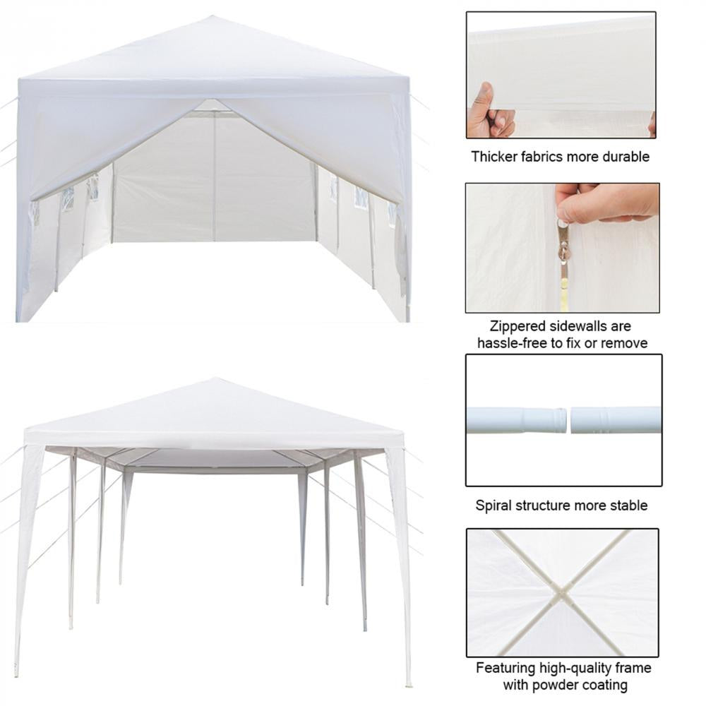 30'x 10' Outdoor Party Tent Waterproof White Canopy with Sidewalls V58644
