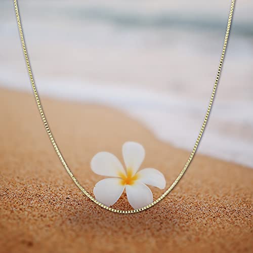 14K Solid Yellow Gold Box Chain Necklace, 16"-24" F389