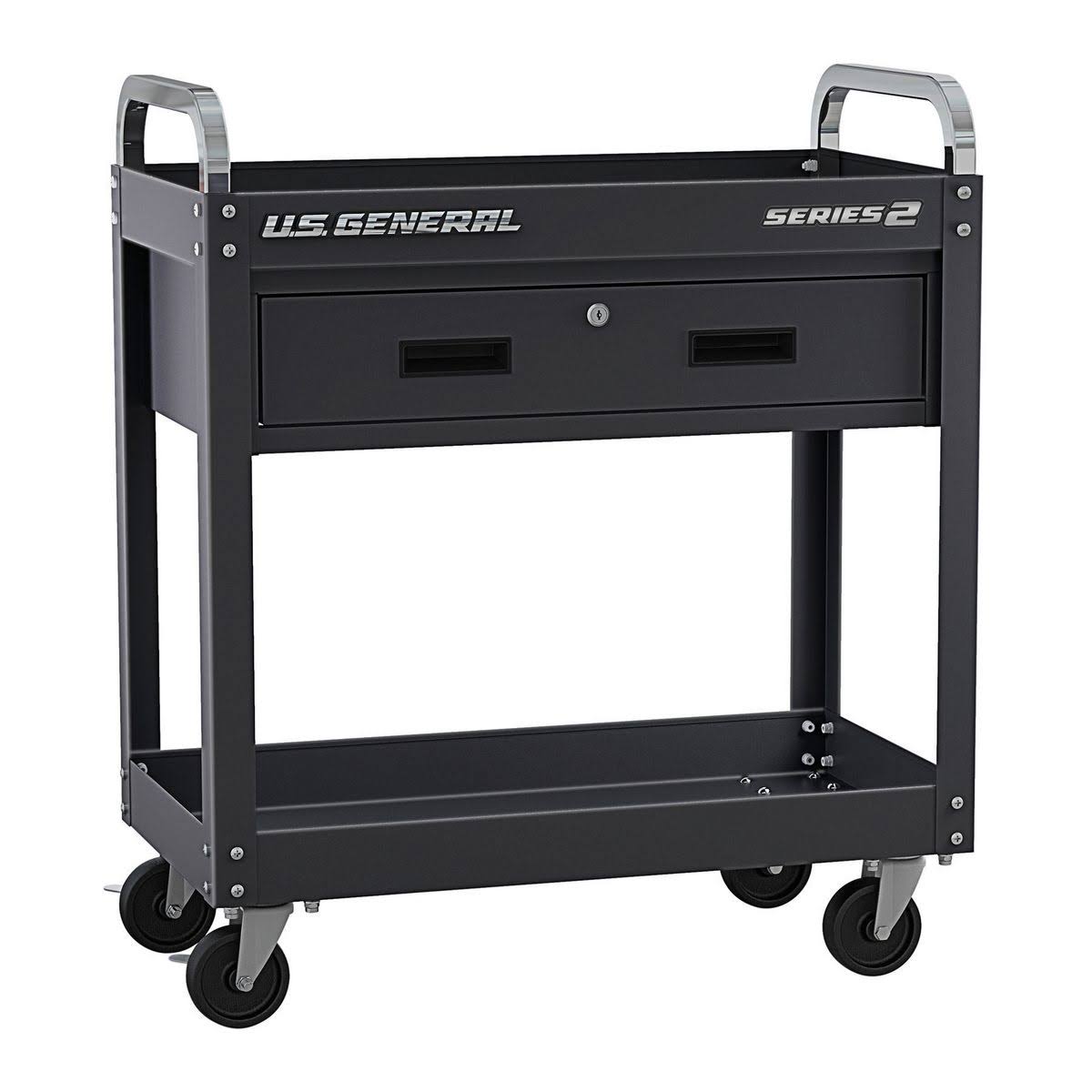 Black 30 in. Service Cart with Drawer L7361