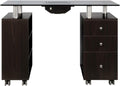 Glass Top Manicure Table with Draft Vent White W773