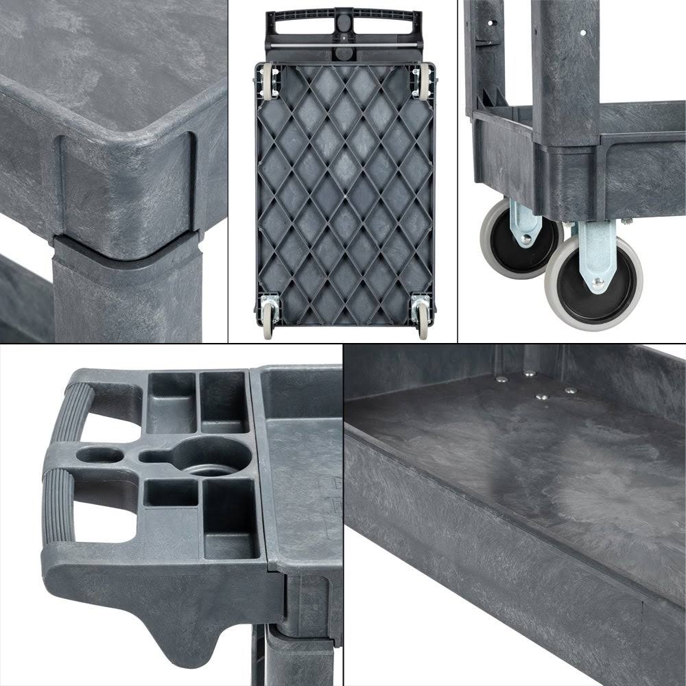 Grey Three-Layer Plastic Storage Trolley Q747237