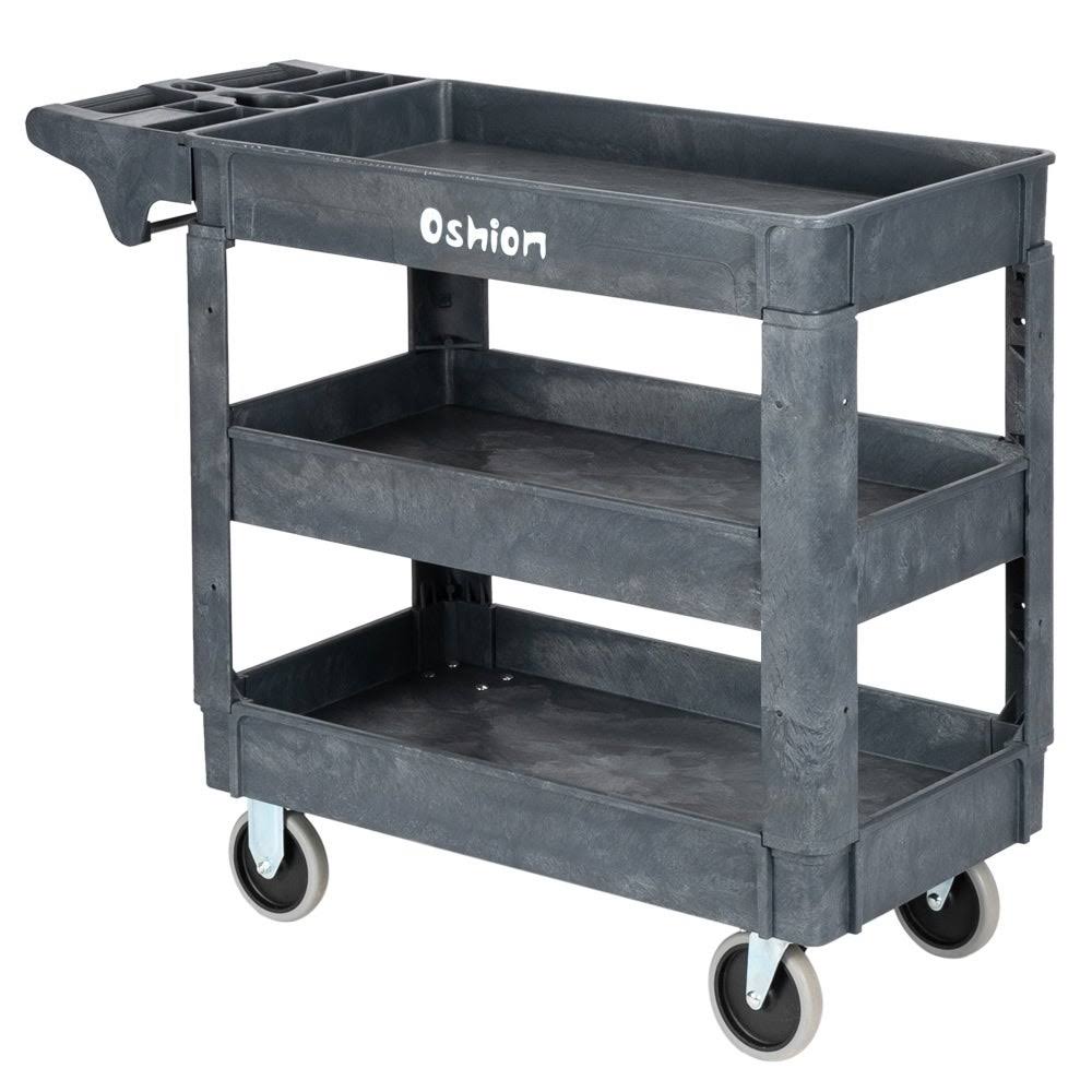 Grey Three-Layer Plastic Storage Trolley Q747237