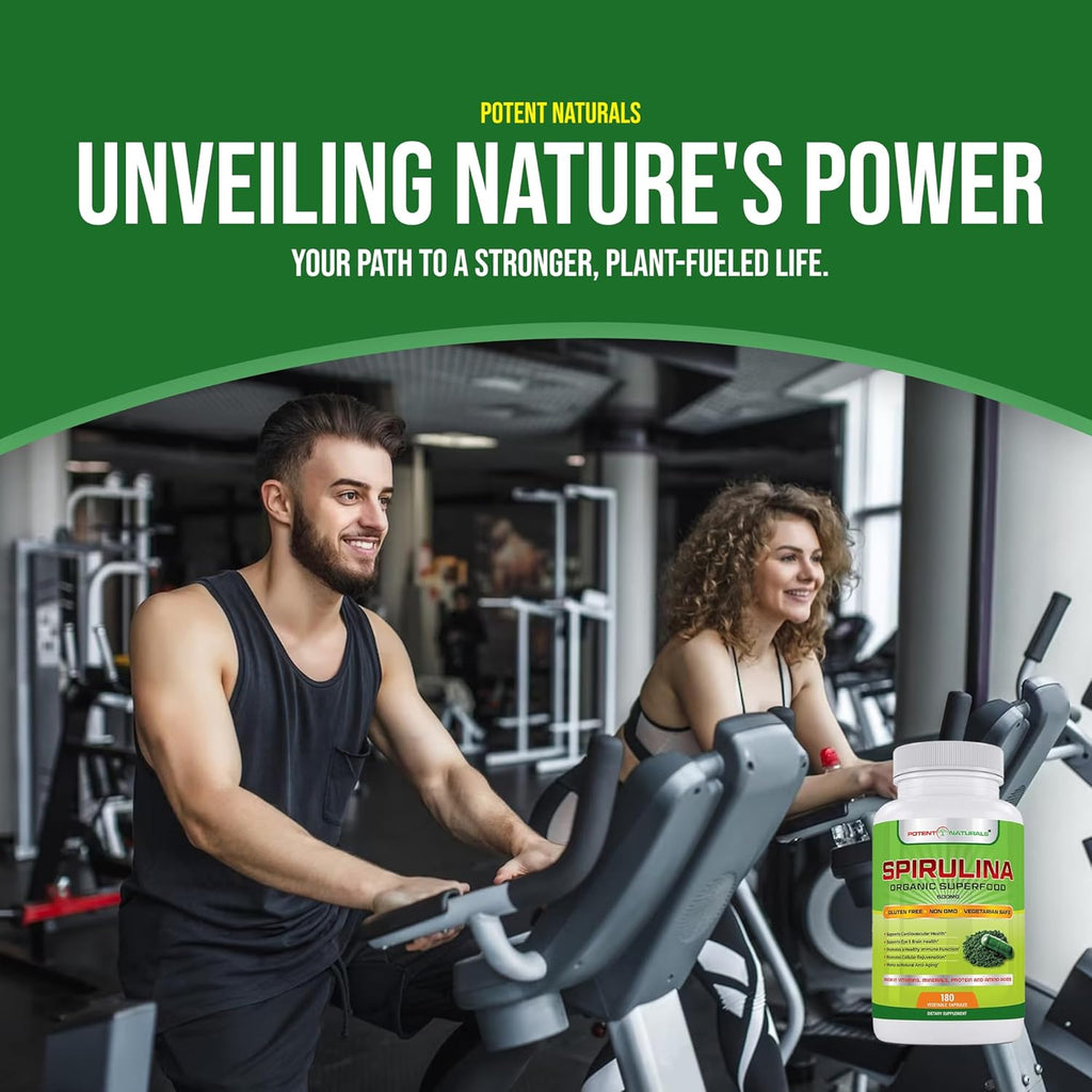 Organic Spirulina 3000mg Dietary Supplement, 180 Capsules E404