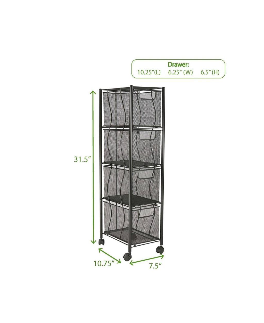 4 Drawer Rolling Mesh Metal Cart B198235