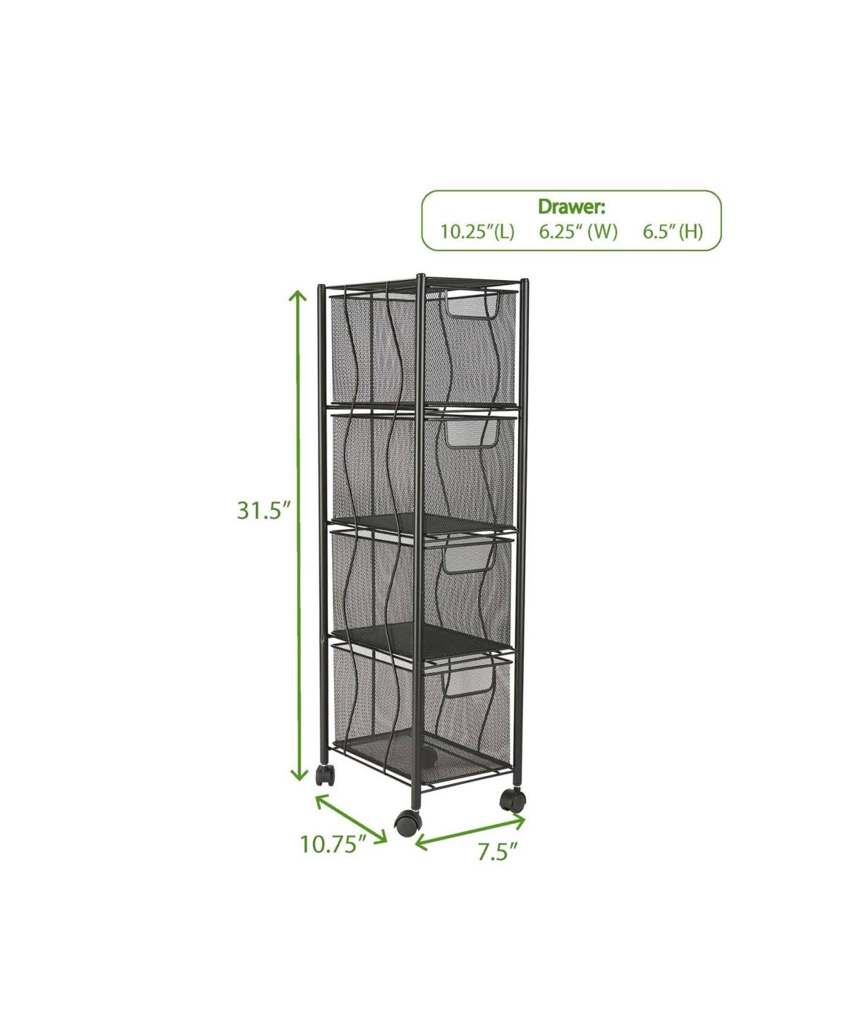 4 Drawer Rolling Mesh Metal Cart B198235