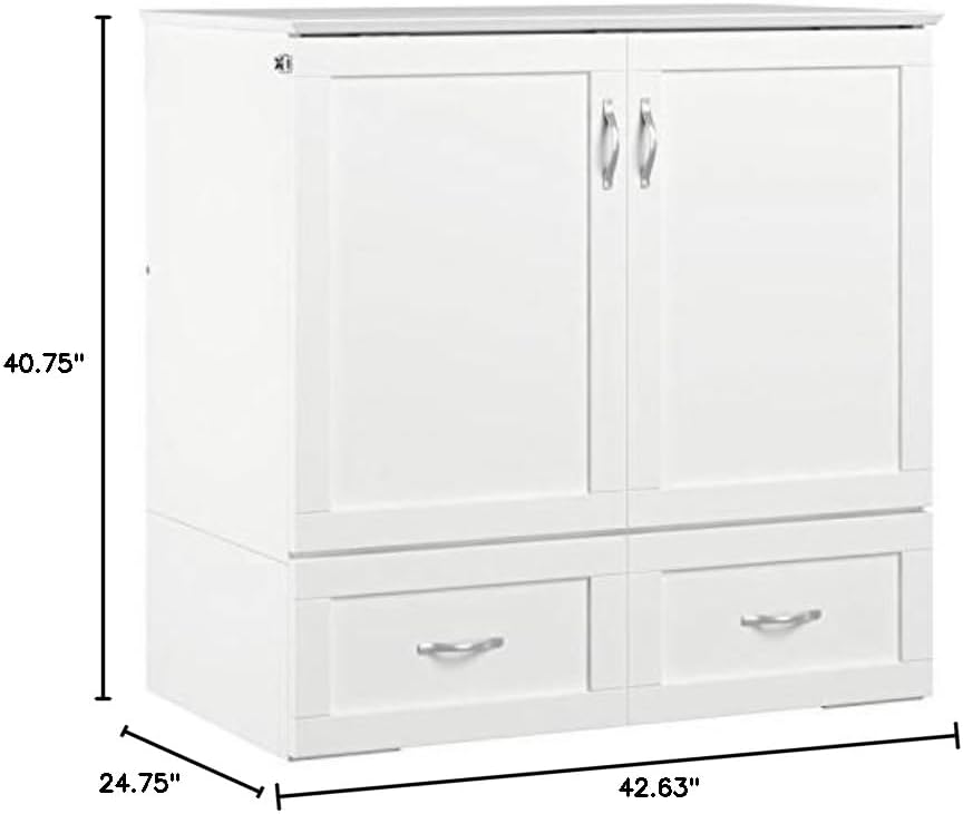 Twin XL Size Murphy Bed with Storage in White F174