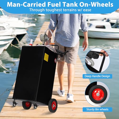 30 Gallon Portable Gas Caddy on 4 Wheels with Manual Transfer Pump B866