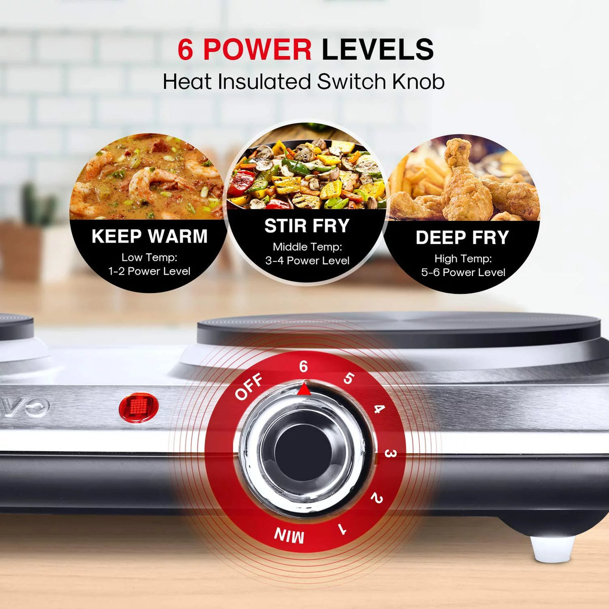 1800W Electric Double Burner Stainless Steel Hot Plate H719134