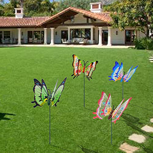 3D Large Butterfly Garden Stakes Decorations Outdoor Lawn Decorative Yard Decor Ornaments (Pack of 4) S85414