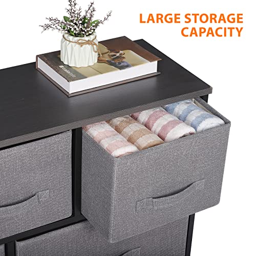 Brown Fabric 5 Drawer Dresser P745559