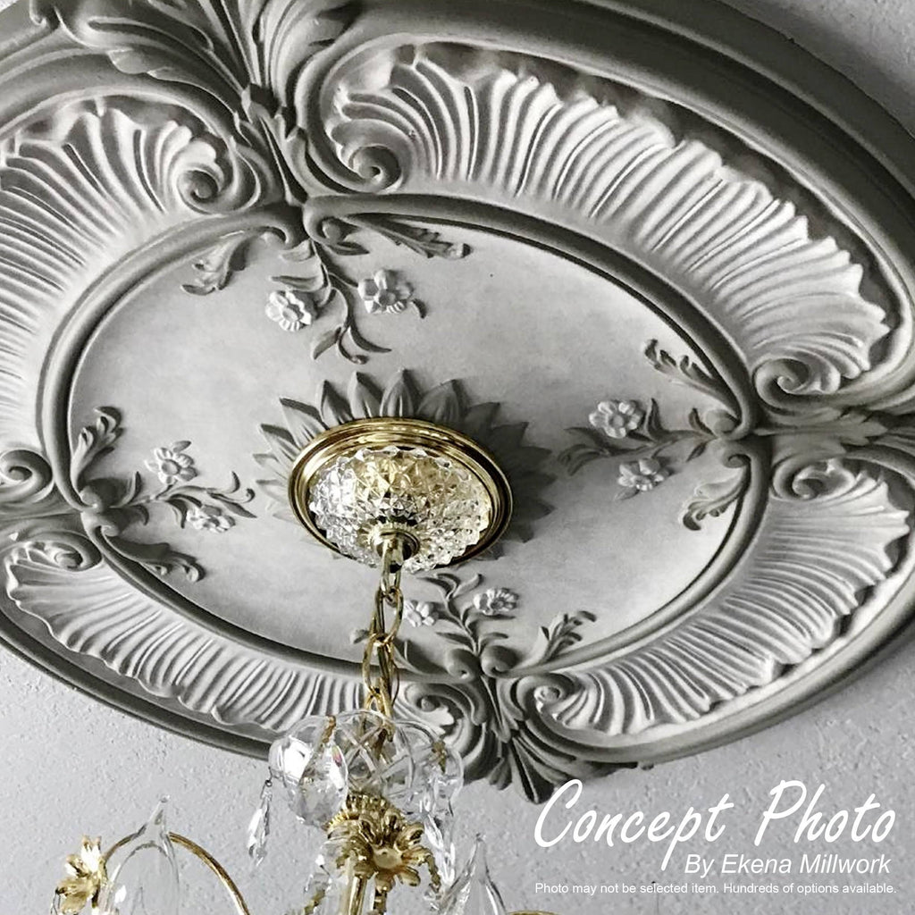Leaf Ceiling Medallion Hand-Painted Smokey Topaz C379