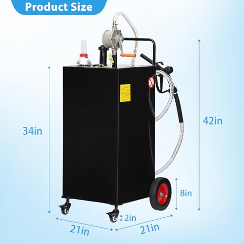 30 Gallon Portable Gas Caddy on 4 Wheels with Manual Transfer Pump B866