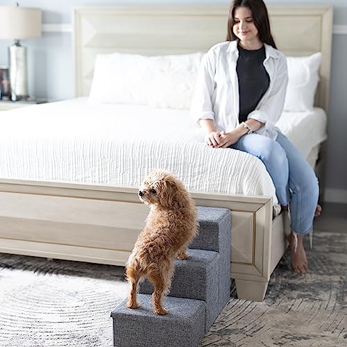 Collapsible Adjustable Pet Stairs with Storage (Grey) G81668