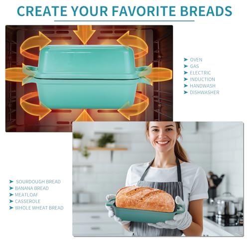 2 Piece Enameled Cast Iron Bread Pan with Lid (Lake blue) K5344