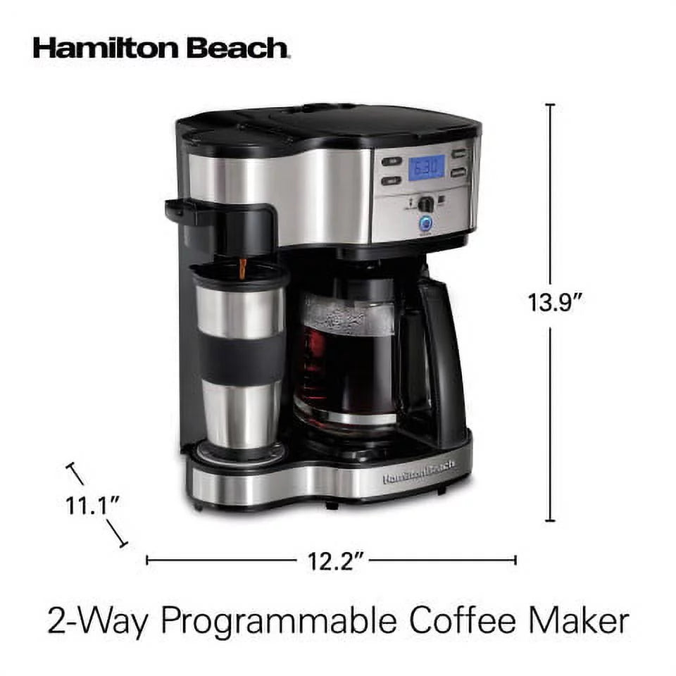 2-Way Coffee Maker, Single-Serve or 12 Cups, Glass Carafe, Black B807501