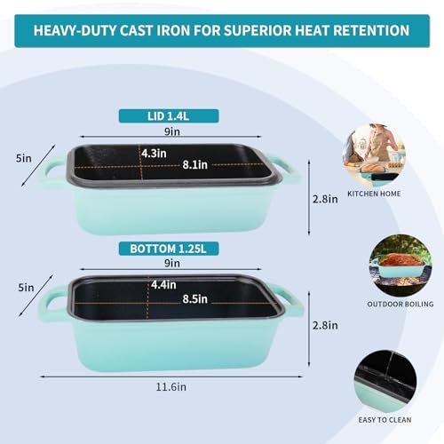2 Piece Enameled Cast Iron Bread Pan with Lid (Lake blue) K5344