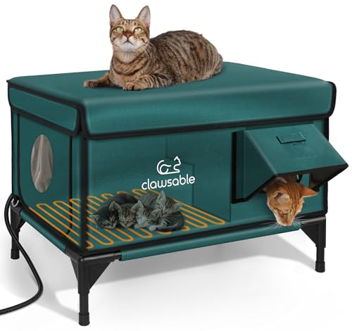 Forest Green 26"x16"x18" Insulated Outdoor Cat Shelter with Heater O59845