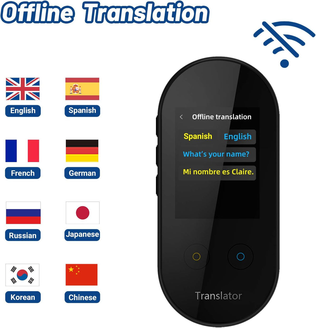 Black Pack of 2 Language Translator Device with 2.4 inch Touchscreen H100528