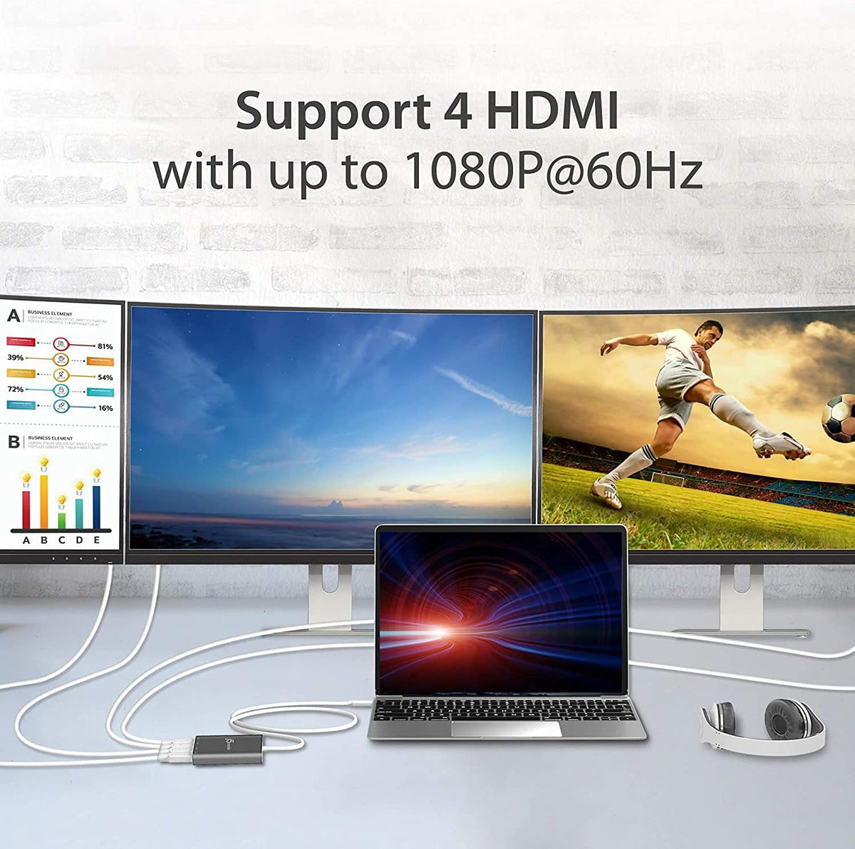 USB-C to 4 Port HDMI Adapter Hub K60462