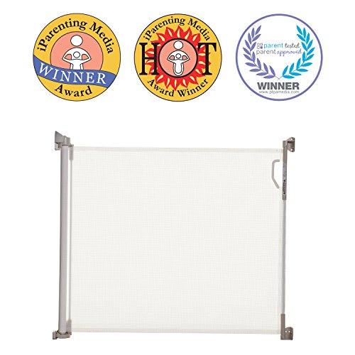 White Retractable Mesh Baby Gate, 33" Tall, 55" Wide T300