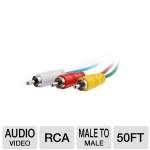 50 ft Black Composite Video and Stereo Audio Cable D847