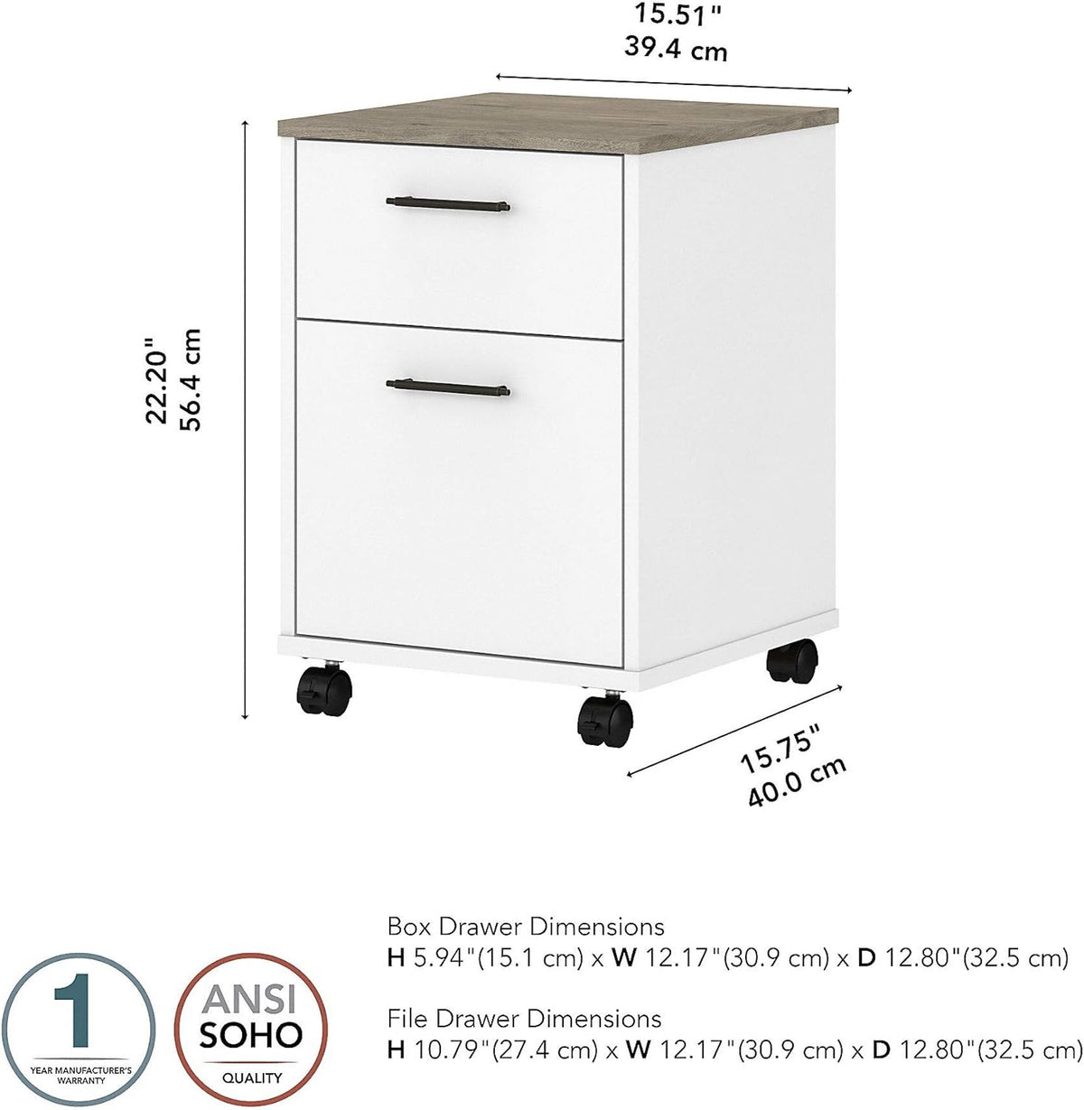 2 Drawer Mobile File Cabinet R42357