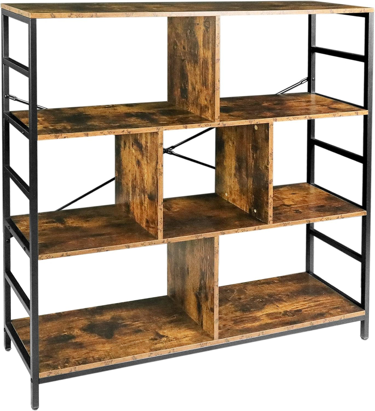 3-Tier Square Bookcase with 7 Open Storage Shelves H24355