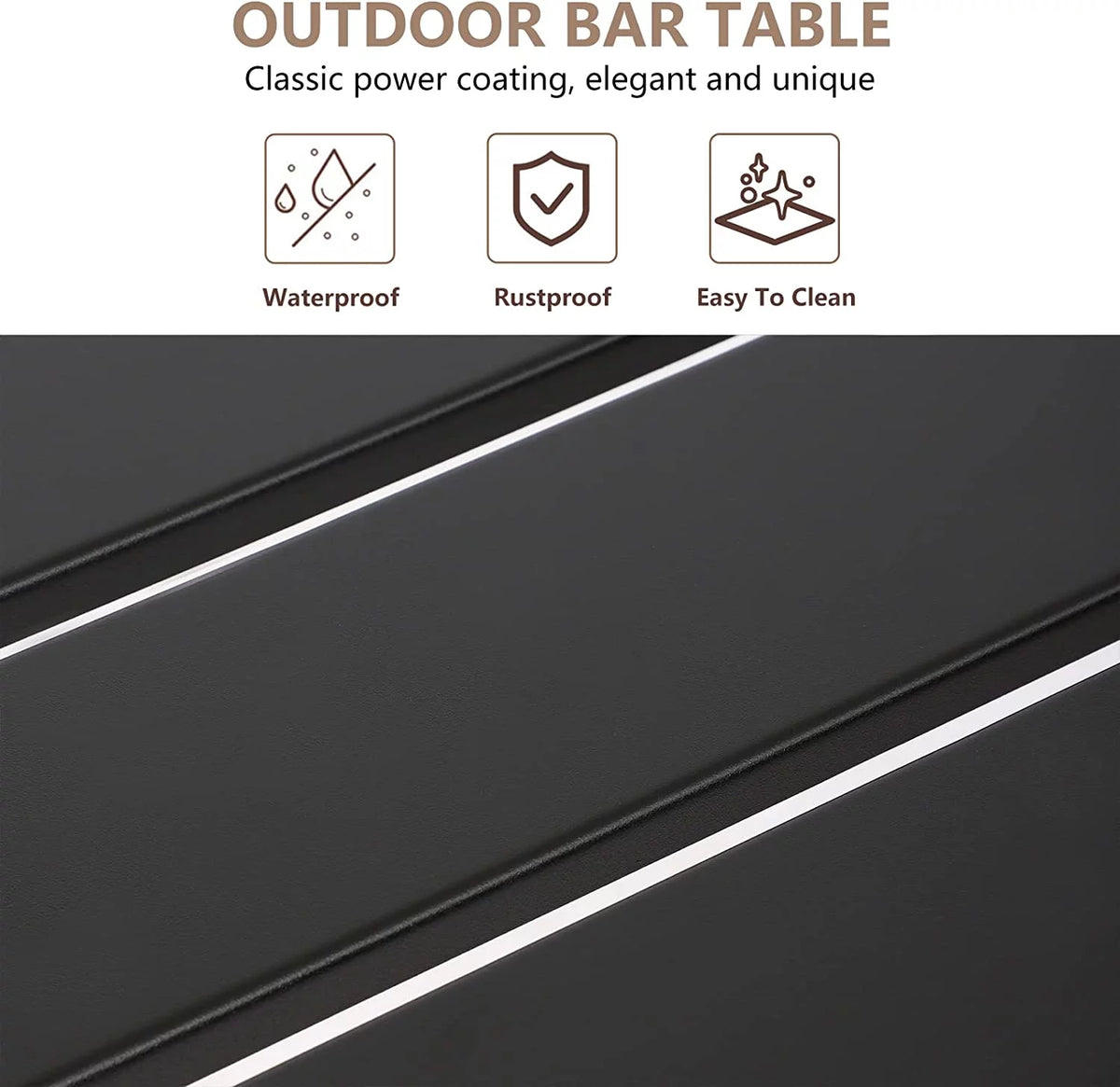 Black 40" Rectangle Outdoor Iron Bar Table I4401