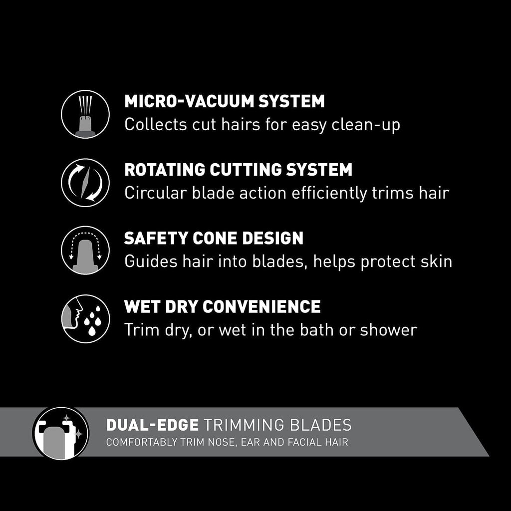 Men's Nose & Ear Hair Trimmer with Vacuum Cleaning System O1828