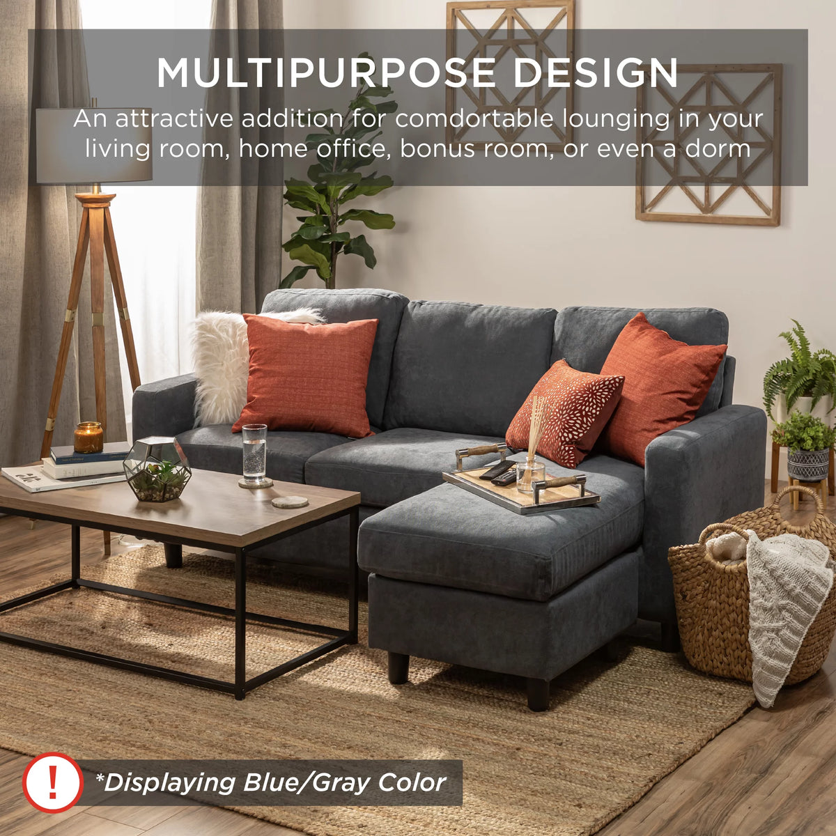 Linen Sectional Sofa Couch with Chaise Lounge R50450