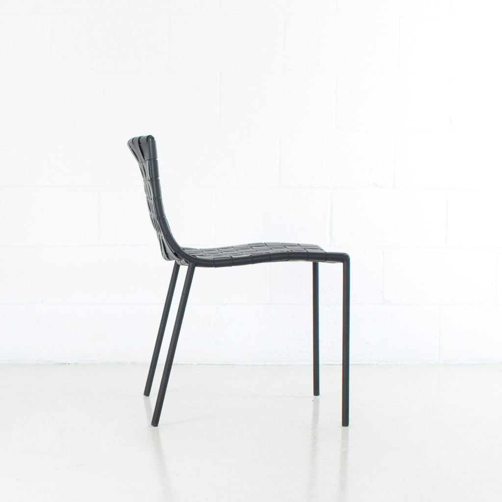 Black Leather Weave Dining Chair D9902