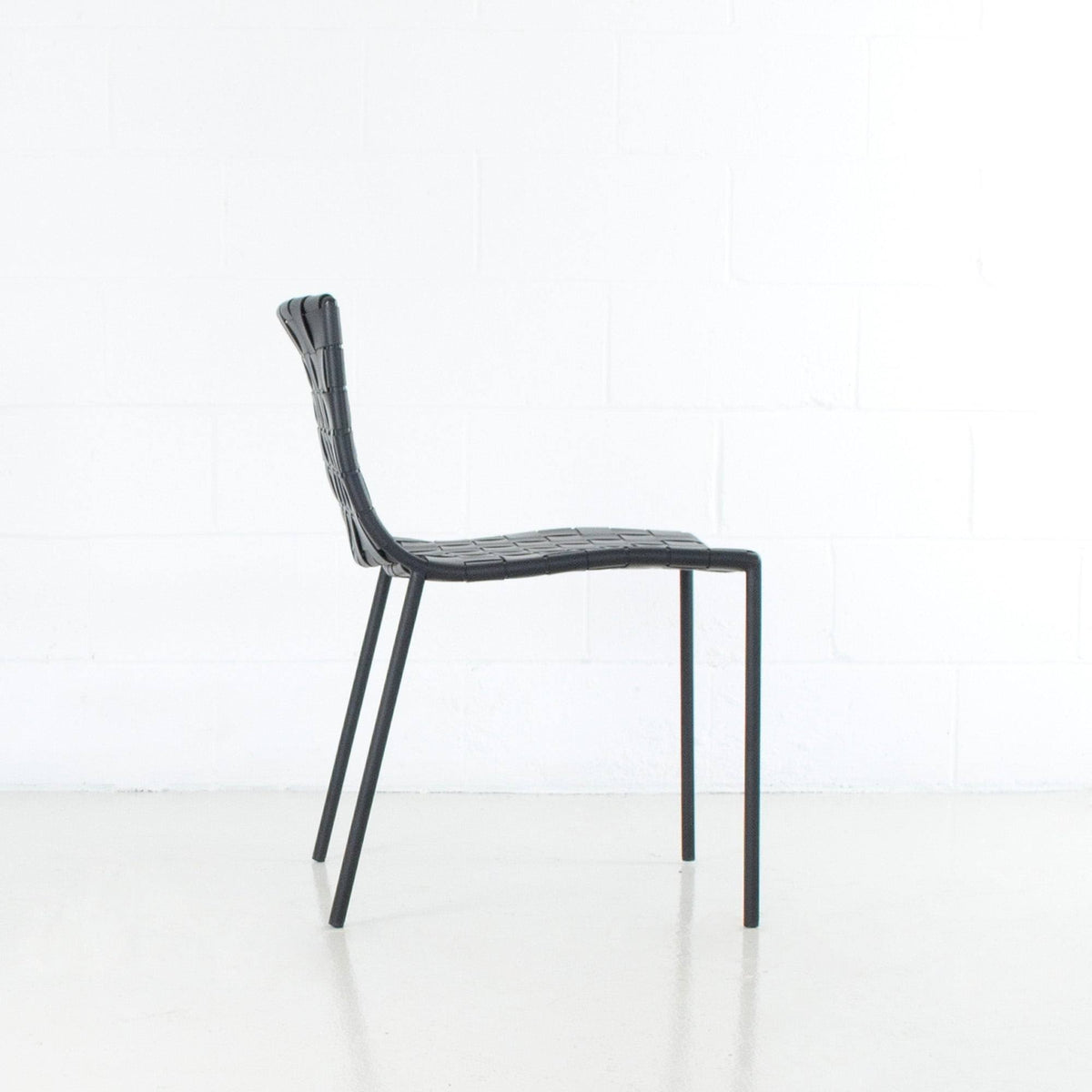 Black Leather Weave Dining Chair D9902