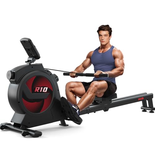 Rowing Machine with 350lb Weight Capacity and LCD Monitor C63202