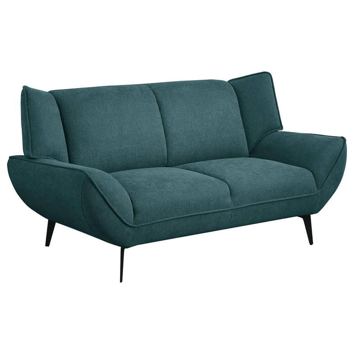 Teal Blue Black Fabric Metal Sofa Set N4765
