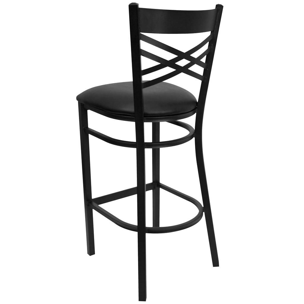 Black X Back Metal Barstool V693
