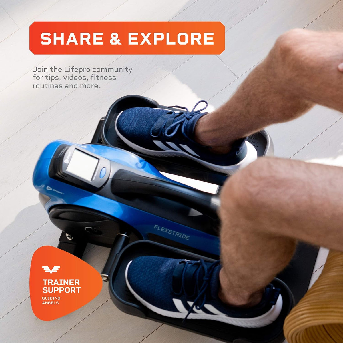 Blue Under Desk Elliptical Trainer with Adjustable Resistance Q211