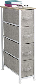 Narrow 4 Drawer Dresser Tower with Fabric Bins P165410