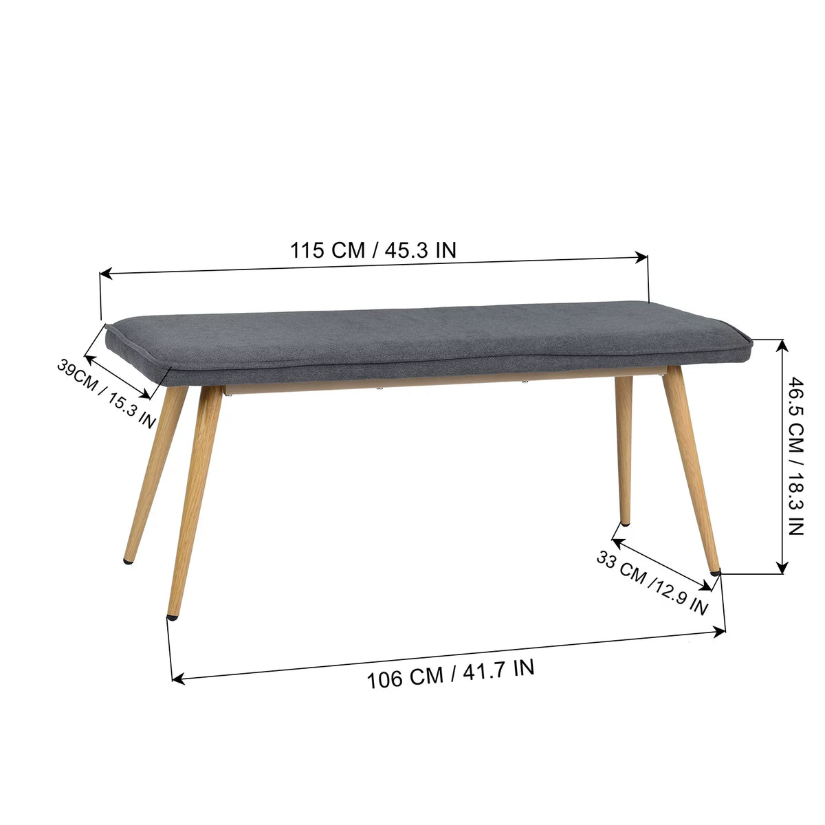Charcoal Gray Upholstered Tufted Bench V883245