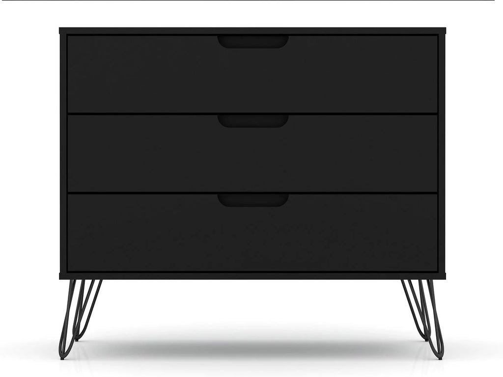 Black 3-Drawer Wood Dresser Set of 2 F686