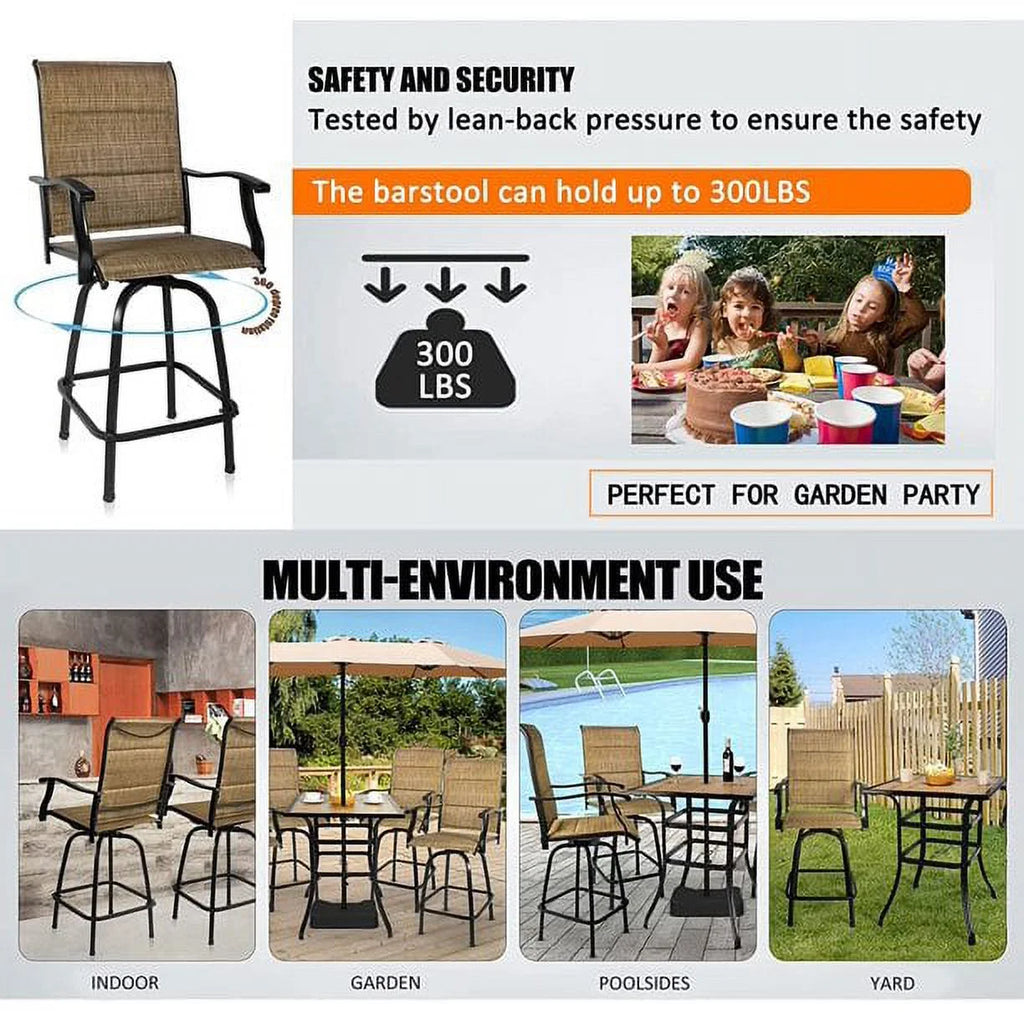 5-Piece Outdoor Textile Bar Set with Swivel Bar Stools E7452